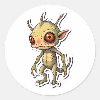 Sticker Rond Funny mutant creature