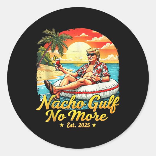 Sticker Rond Funny Nacho Gulf No More Funny Graphic Tee Gulf 20 (Devant)