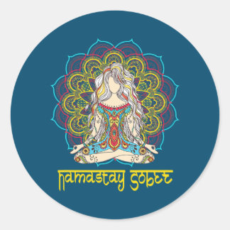 Sticker Rond Funny Namastay Sober NA AA 12 Step Recovery Girl