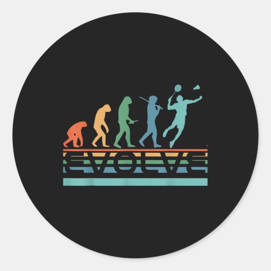 Sticker Rond Funny Nerdy Evolve Badminton Player Evolution Spor (Devant)