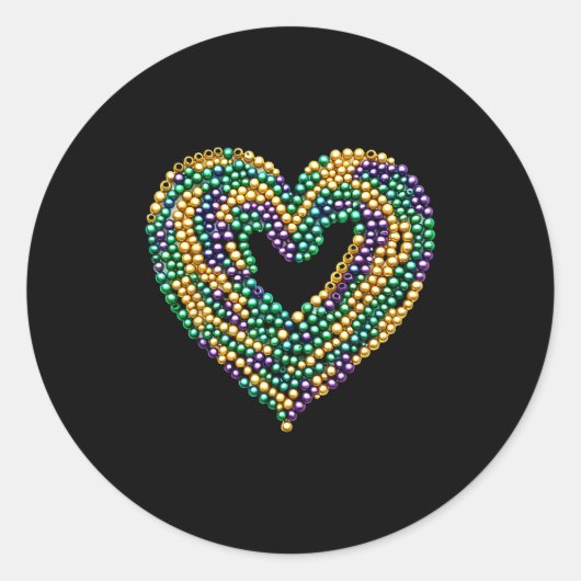 Sticker Rond Funny New Orleans Beads Heart We Stand Nola Strong (Devant)