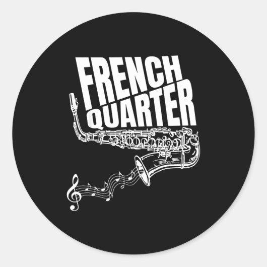 Sticker Rond Funny New Orleans Mardi Gras Jazz Saxophone  (Devant)