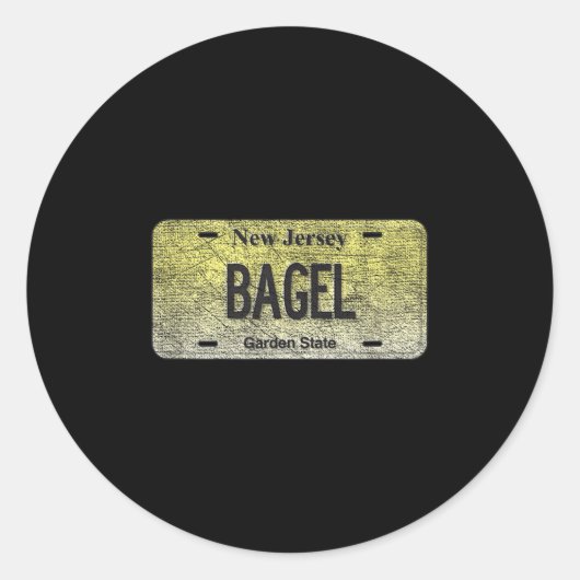 Sticker Rond Funny Nj State Vanity License Plate Bagel  (Devant)