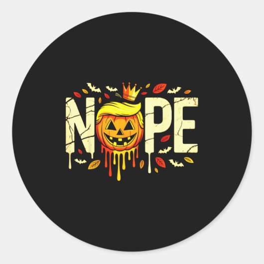 Sticker Rond Funny No Kings Halloween 2025 Distressed Usa Flag (Devant)