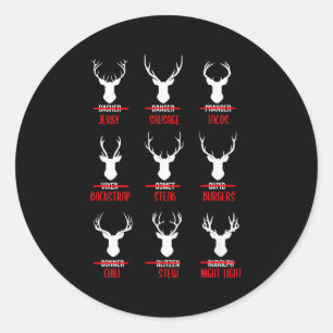 Sticker Rond Funny Noël Santa Renne Liste Pyjama Pour De
