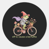 Sticker Rond Funny Off To Cause A Kerfuffle Whimsical Wizard Fr (Devant)