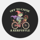 Sticker Rond Funny Off To Cause A Kerfuffle Whimsical Wizard Fr (Devant)