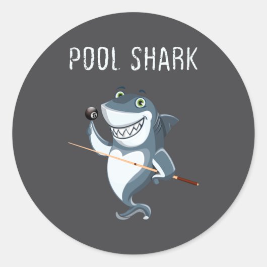 Sticker Rond Funny Ol Shark Ol Players Billiard  (Devant)
