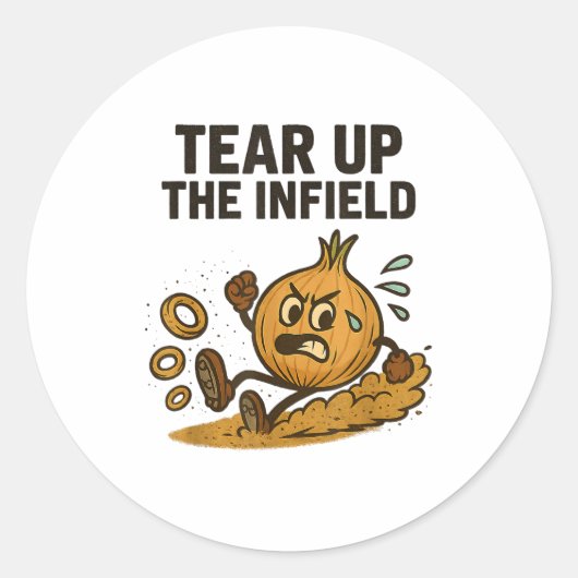 Sticker Rond Funny Onion Rings Baseball Base Infield Glove Soft (Devant)