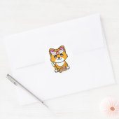Sticker Rond Funny orange cat est un chef sushi (Enveloppe)