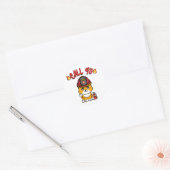 Sticker Rond Funny orange cat est un pompier (Enveloppe)