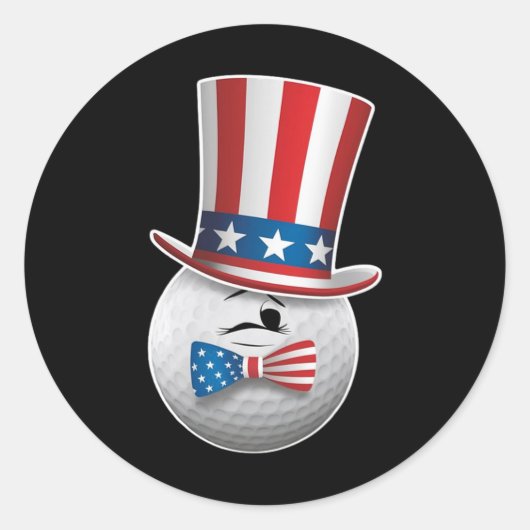 Sticker Rond Funny Patriotic America Drapeau Golf 4 juillet Mam (Devant)