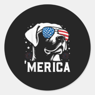 Sticker Rond Funny Patriotic Labrador Retriever Merica Happy 4t