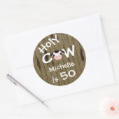 Sticker Rond Funny Personalized Holy Cow 50e Anniversaire Humor (Enveloppe)