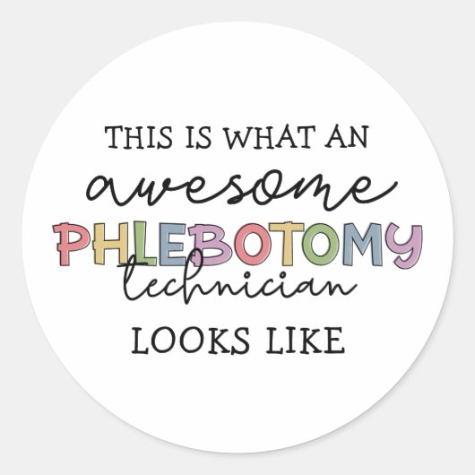 Sticker Rond Funny Phlebotomy Technicien génial PBT (Devant)