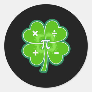 Sticker Rond Funny Pi Day Math Patricks Day Chance Shamrock Ver