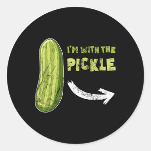 Sticker Rond Funny Pickle i'm With The Pickle' Matching Hallowe