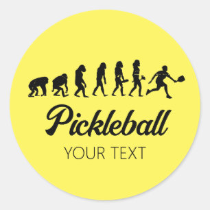 Sticker Rond Funny Pickleball Evolution personnalisée
