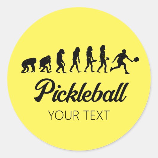 Sticker Rond Funny Pickleball Evolution personnalisée (Devant)
