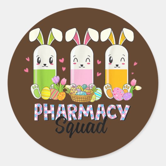 Sticker Rond Funny Pills Pharmacie Squad Pharmaciste Vie Pâques (Devant)