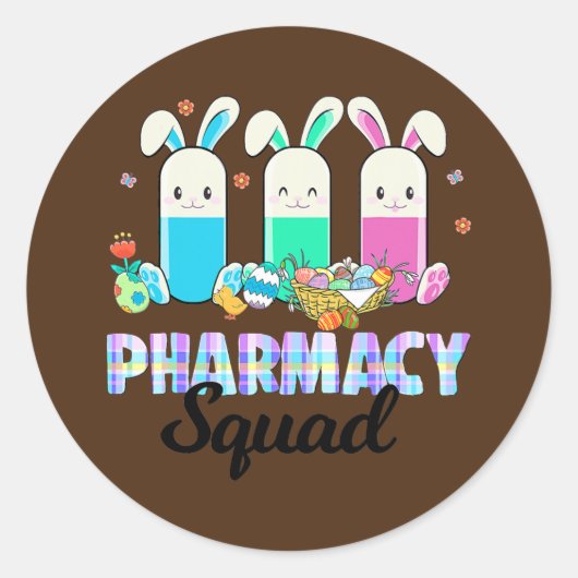 Sticker Rond Funny Pills Pharmacie Squad Pharmaciste Vie Pâques (Devant)