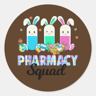 Sticker Rond Funny Pills Pharmacie Squad Pharmaciste Vie Pâques