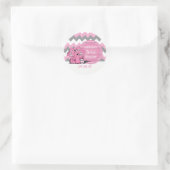 Sticker Rond Funny Pink Chevron Silly Elephant (Sac)