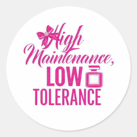 Sticker Rond Funny Pink Girly Attitude Quote (Devant)