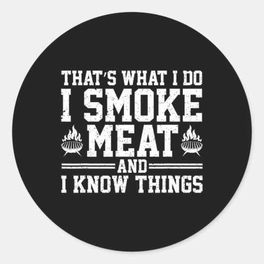 Sticker Rond Funny Pitmaster I Smoke Meat Bbq Smoker Grill Gril (Devant)