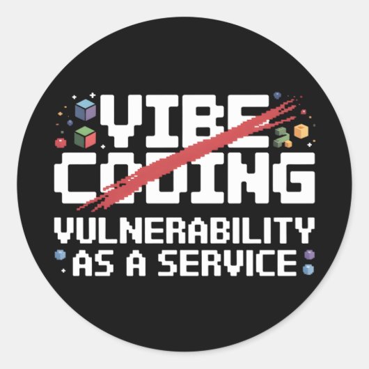 Sticker Rond funny pixel-art Cybersecurity network (Devant)