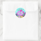 Sticker Rond Funny Poisson pourpre Créatures de la mer plage (Sac)