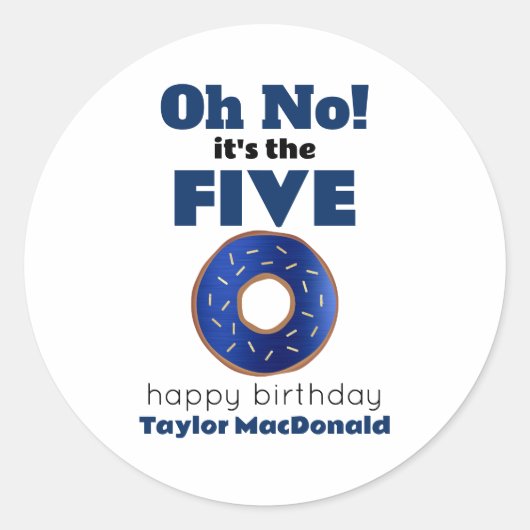 Sticker Rond Funny Police Donut 50e anniversaire (Devant)