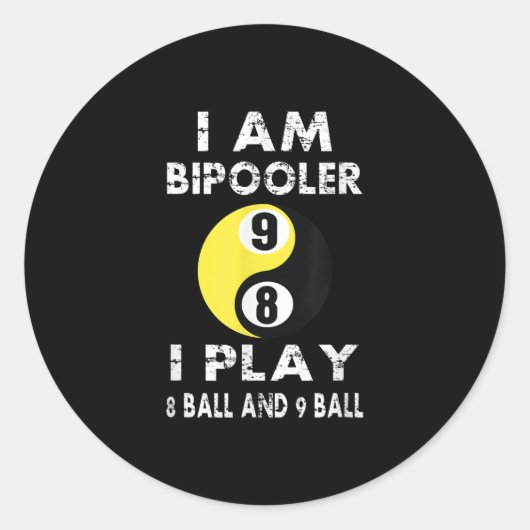 Sticker Rond Funny Pool Billard Billard Je suis Bipooler (Devant)