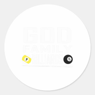 Sticker Rond Funny Pool Billard Dieu Famille Billard Cadeau