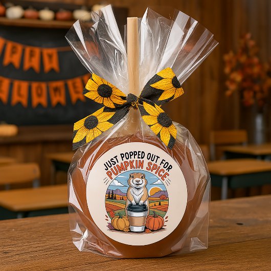 Sticker Rond Funny Prairie Dog Fall Pumpkin Spice Party