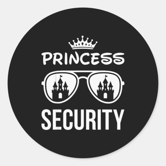 Sticker Rond Funny Princess Security Design Castle Sungles Fami (Devant)