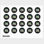 Sticker Rond Funny Puck Futin - Drapeau ukrainien  (Feuille)