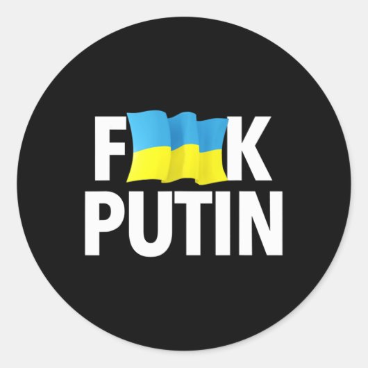 Sticker Rond Funny Puck Futin - Drapeau ukrainien  (Devant)