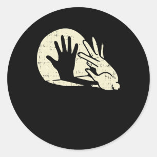 Sticker Rond Funny Rabbit Shadow Play Pun Bunny