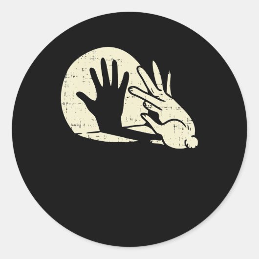 Sticker Rond Funny Rabbit Shadow Play Pun Bunny (Devant)
