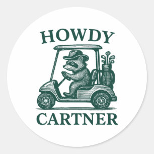 Sticker Rond Funny Raccoon Golf Pour Hommes Et Femmes Golfer Go