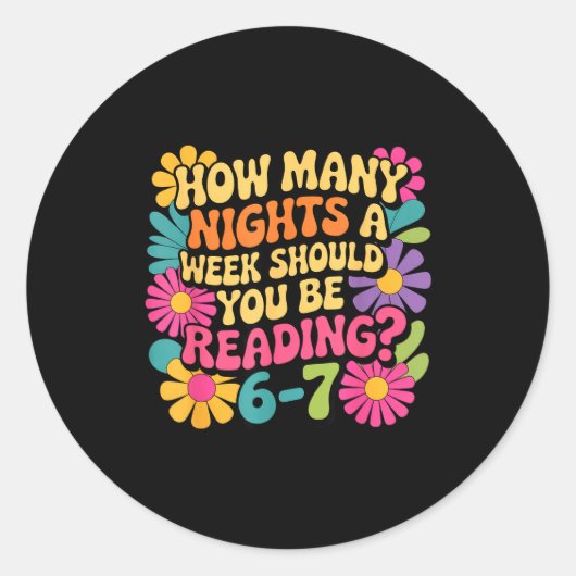 Sticker Rond Funny Reading Book Teacher 67 Six Seven Meme  (Devant)