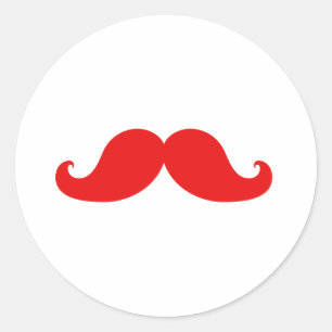 STICKER ROND FUNNY RED MUSTACHE
