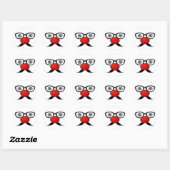 Sticker Rond Funny Red Nose weird eyes glasses moustache (Feuille)