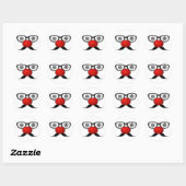 Sticker Rond Funny Red Nose weird eyes glasses moustache (Feuille)