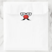Sticker Rond Funny Red Nose weird eyes glasses moustache (Sac)
