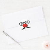Sticker Rond Funny Red Nose weird eyes glasses moustache (Enveloppe)