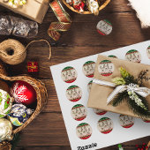 Sticker Rond Funny Reindeer Custom Famille de Noël