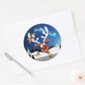 Sticker Rond Funny Reindeer Peeking Christmas Meme  (Enveloppe)