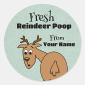 Sticker Rond Funny Reindeer Poop Noël bonbon Personnalisé (Devant)